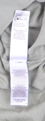 Marks and Spencer Autograph Men's Green Merino Wool L Collared Henley Jumper