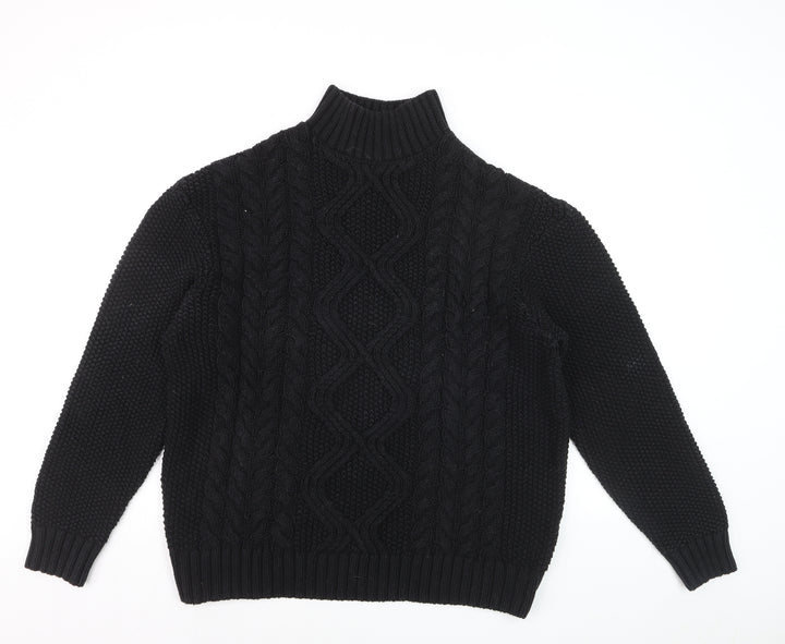Next Men's Black Cable-Knit High Neck Jumper Size L
