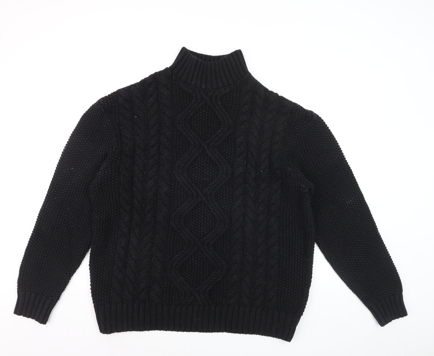 Next Men's Black Cable-Knit High Neck Jumper Size L