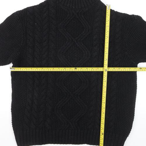 Next Men's Black Cable-Knit High Neck Jumper Size L
