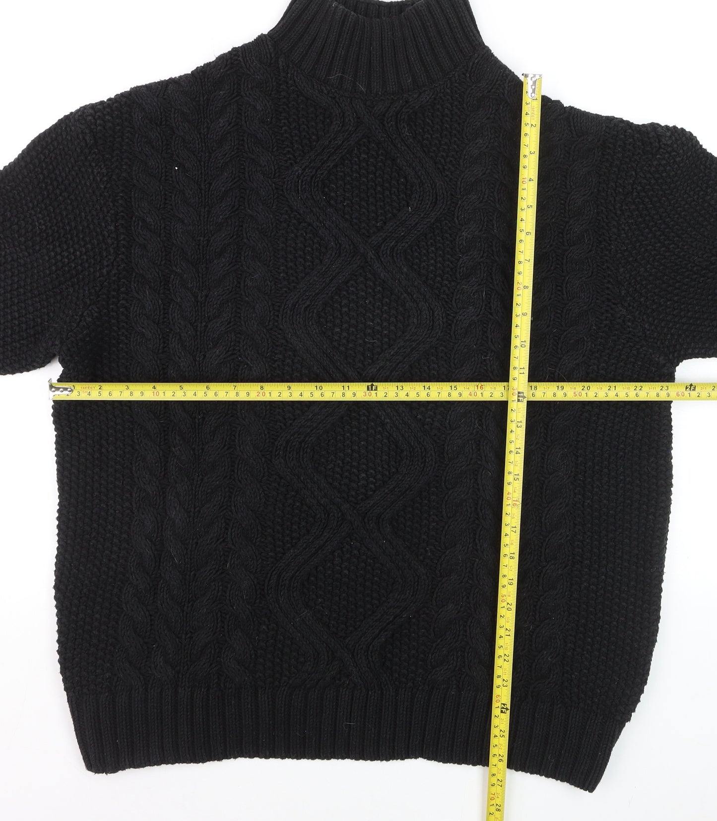 Next Men's Black Cable-Knit High Neck Jumper Size L