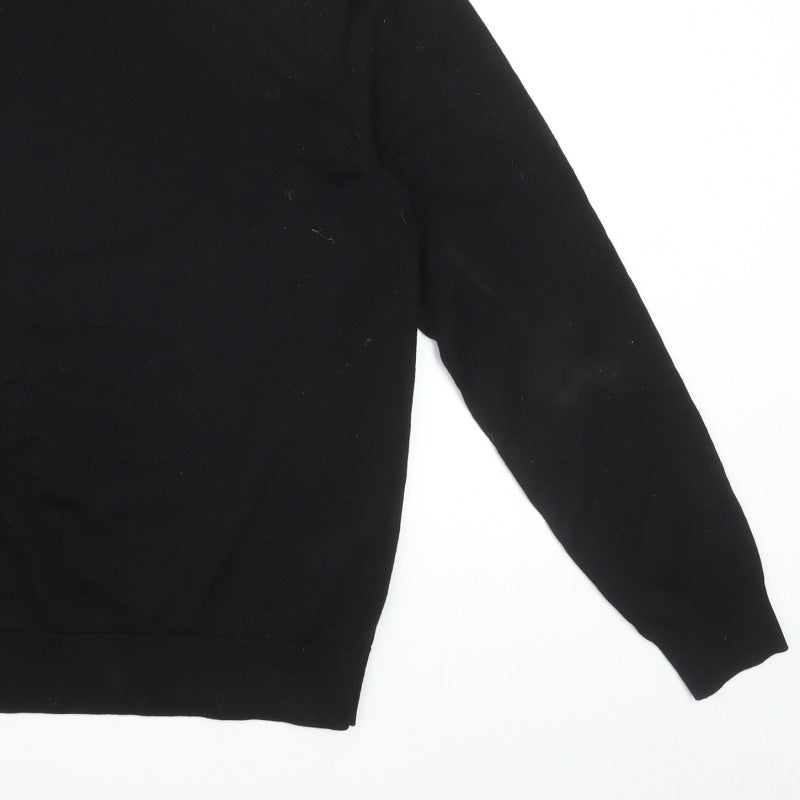 MVP Men's Black Roll Neck Jumper Size M Lightweight Knit