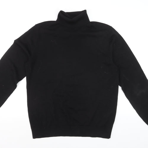 MVP Men's Black Roll Neck Jumper Size M Lightweight Knit