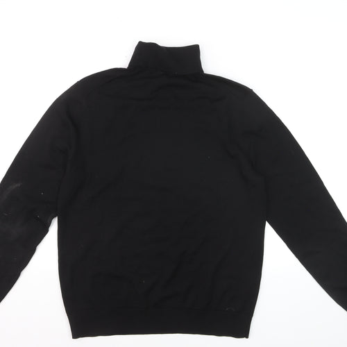 MVP Men's Black Roll Neck Jumper Size M Lightweight Knit