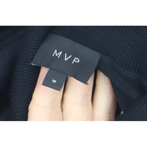 MVP Men's Black Roll Neck Jumper Size M Lightweight Knit