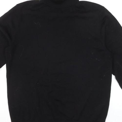 MVP Men's Black Roll Neck Jumper Size M Lightweight Knit