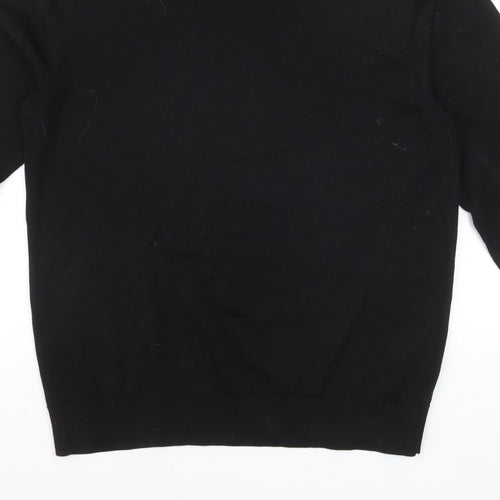 MVP Men's Black Roll Neck Jumper Size M Lightweight Knit