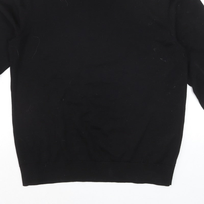 MVP Men's Black Roll Neck Jumper Size M Lightweight Knit