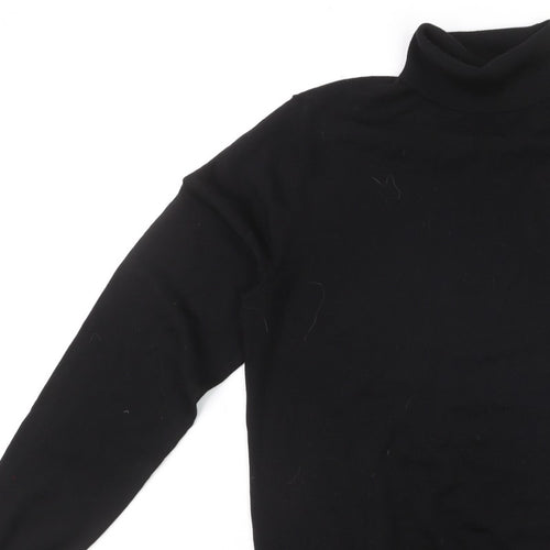 MVP Men's Black Roll Neck Jumper Size M Lightweight Knit