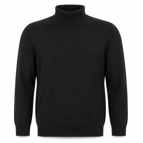 MVP Men's Black Roll Neck Jumper Size M Lightweight Knit