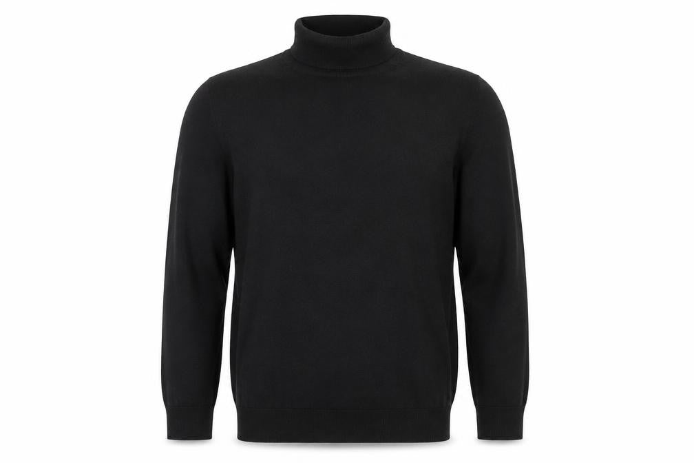 MVP Men's Black Roll Neck Jumper Size M Lightweight Knit