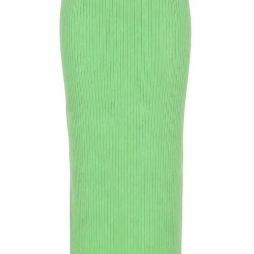 Glamorous Care Women’s Green Ribbed Cotton Knit Midi Skirt Size 10