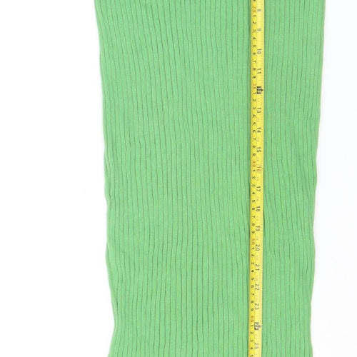Glamorous Care Women’s Green Ribbed Cotton Knit Midi Skirt Size 10