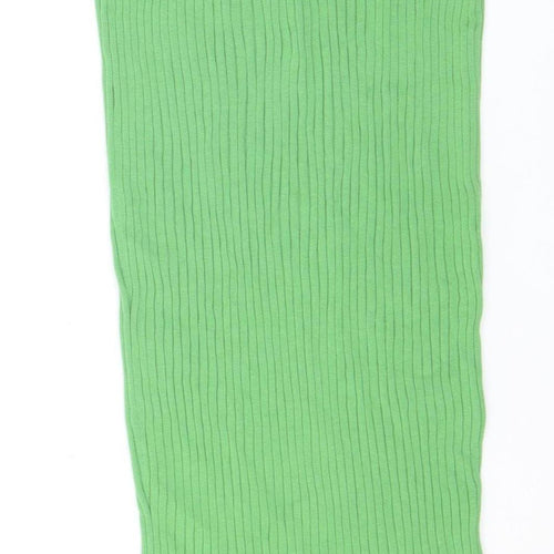 Glamorous Care Women’s Green Ribbed Cotton Knit Midi Skirt Size 10