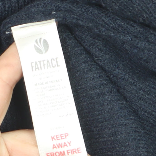 FatFace Women's Blue V-Neck Cotton Blend Jumper Size 10