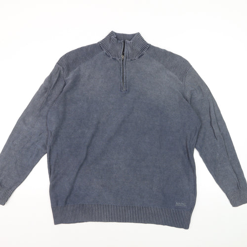 Maine New England Men's Blue Cotton 1/4 Zip Jumper Size L