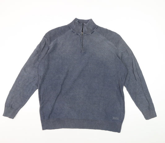 Maine New England Men's Blue Cotton 1/4 Zip Jumper Size L