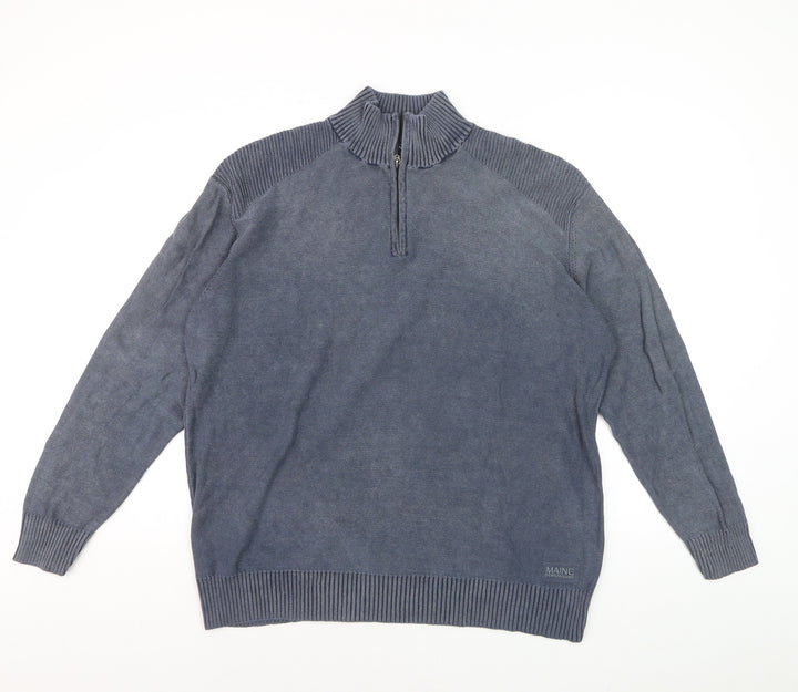 Maine New England Men's Blue Cotton 1/4 Zip Jumper Size L