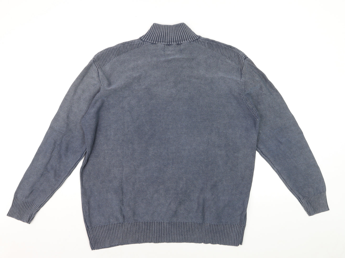 Maine New England Men's Blue Cotton 1/4 Zip Jumper Size L