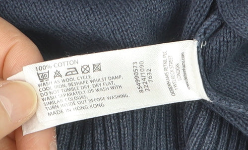 Maine New England Men's Blue Cotton 1/4 Zip Jumper Size L