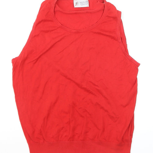 Austin Reed Women Red Cotton Sleeveless Vest Jumper L