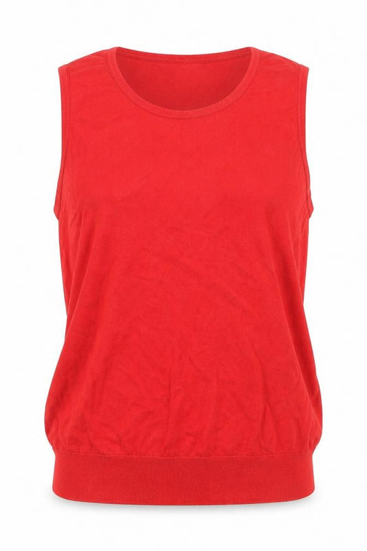 Front view of Austin Reed Women Red Cotton Sleeveless Vest Jumper L