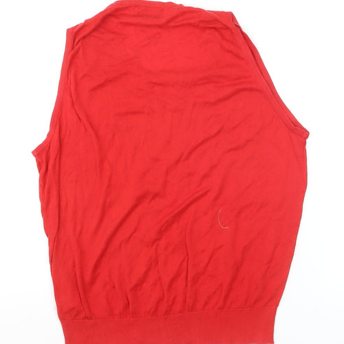 Austin Reed Women Red Cotton Sleeveless Vest Jumper L