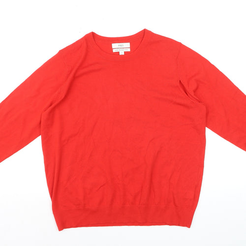 Marks and Spencer Women Red Size 16 Merino Wool Crew Neck Jumper