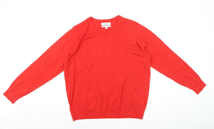 Marks and Spencer Women Red Size 16 Merino Wool Crew Neck Jumper