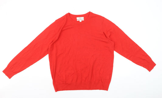 Marks and Spencer Women Red Size 16 Merino Wool Crew Neck Jumper