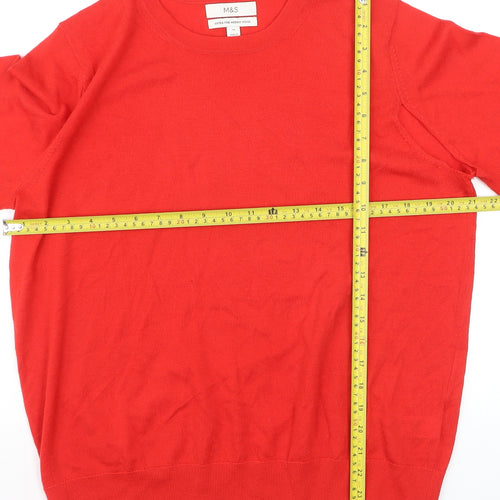 Marks and Spencer Women Red Size 16 Merino Wool Crew Neck Jumper