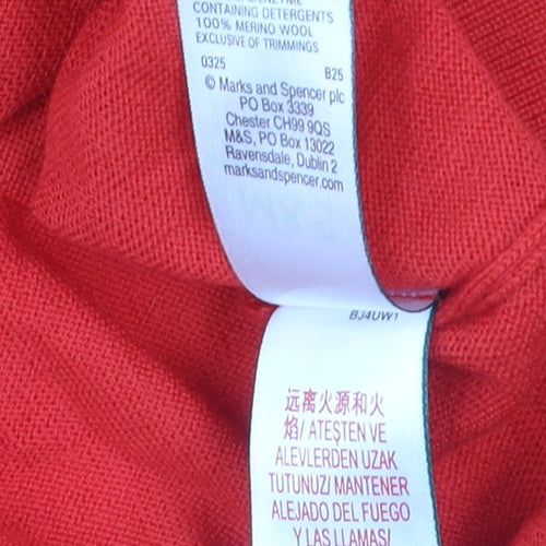 Marks and Spencer Women Red Size 16 Merino Wool Crew Neck Jumper