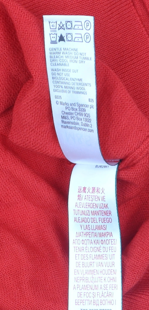 Marks and Spencer Women Red Size 16 Merino Wool Crew Neck Jumper