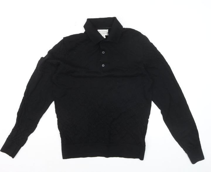 Marks and Spencer Men’s Black Merino Wool Collared Pullover Jumper M