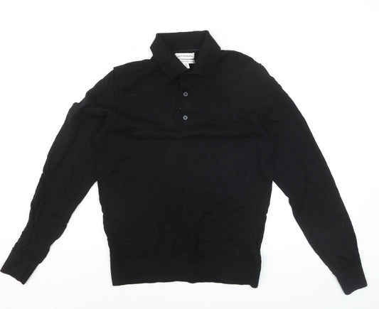 Marks and Spencer Men’s Black Merino Wool Collared Pullover Jumper M