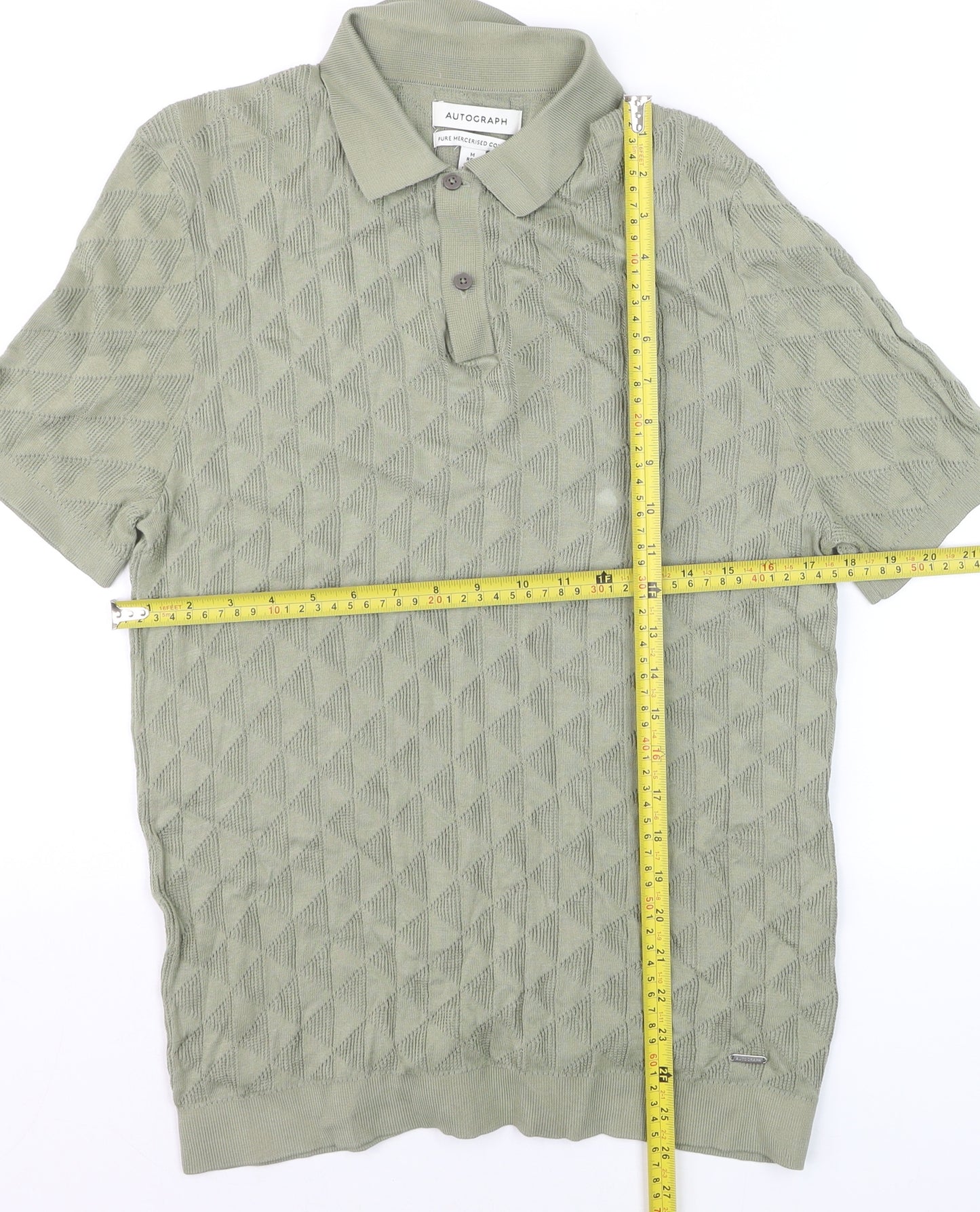 Marks and Spencer Mens Green Cotton Polo Jumper M Regular