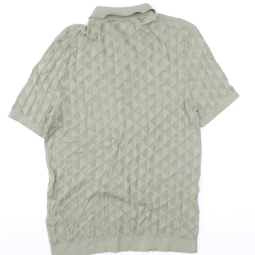 Marks and Spencer Mens Green Cotton Polo Jumper M Regular