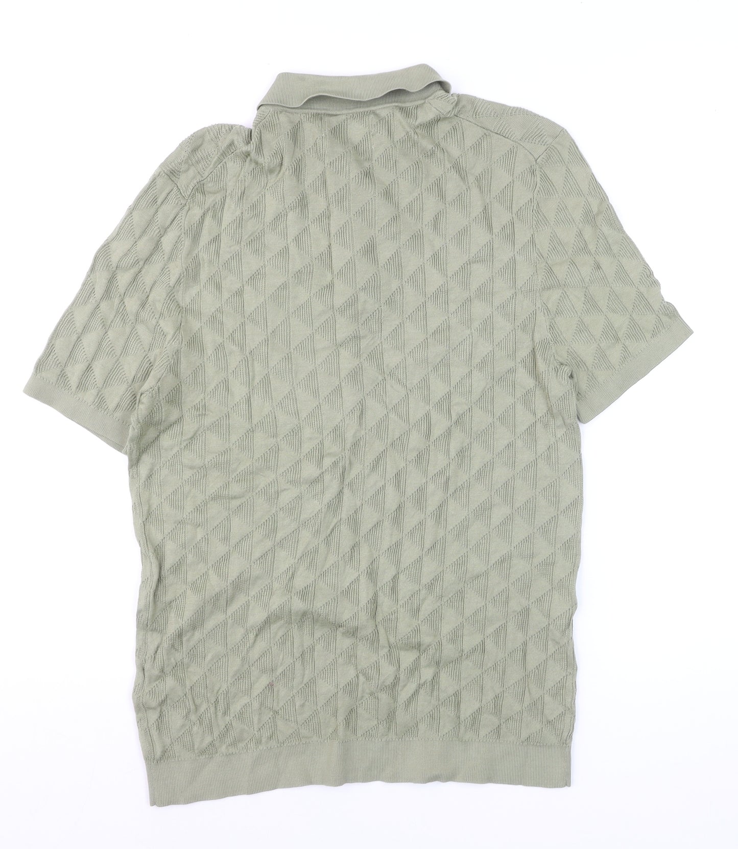 Marks and Spencer Mens Green Cotton Polo Jumper M Regular