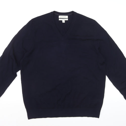 Marks and Spencer Men’s Blue Merino Wool V-Neck Jumper L
