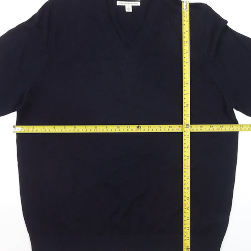 Marks and Spencer Men’s Blue Merino Wool V-Neck Jumper L