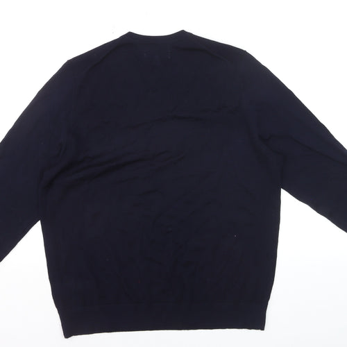 Marks and Spencer Men’s Blue Merino Wool V-Neck Jumper L