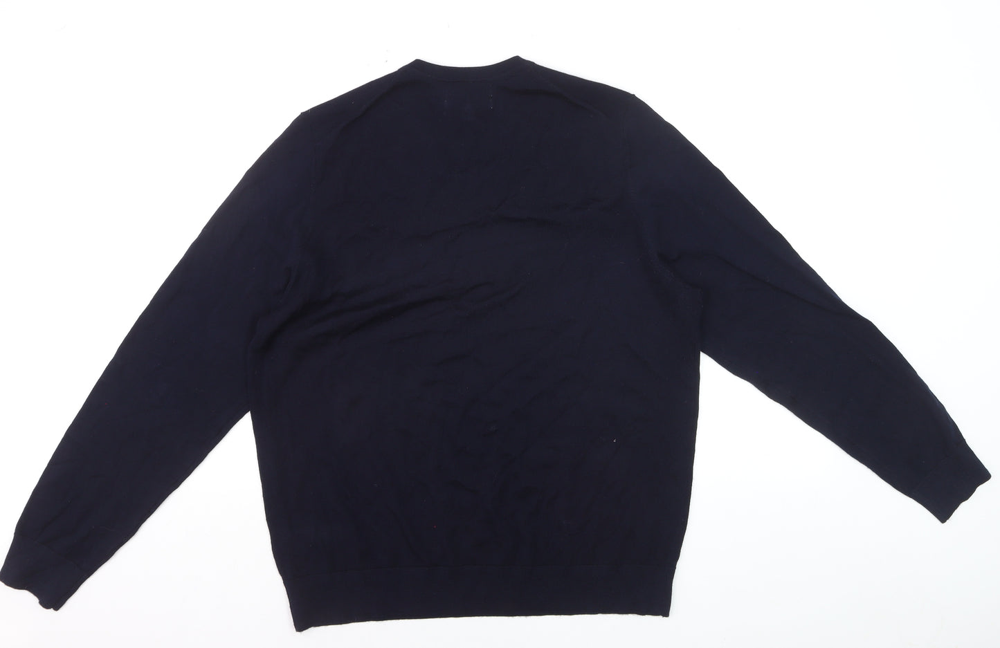Marks and Spencer Men’s Blue Merino Wool V-Neck Jumper L
