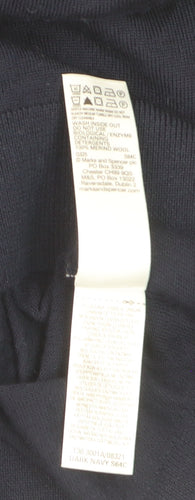 Marks and Spencer Men’s Blue Merino Wool V-Neck Jumper L