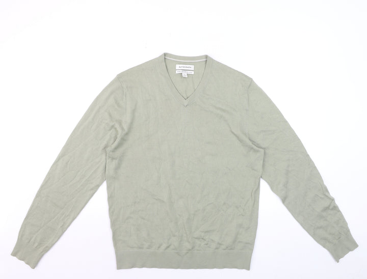 Marks and Spencer Men’s Green Merino Wool V-Neck Jumper M