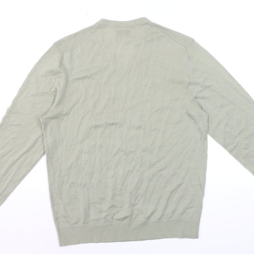 Marks and Spencer Men’s Green Merino Wool V-Neck Jumper M