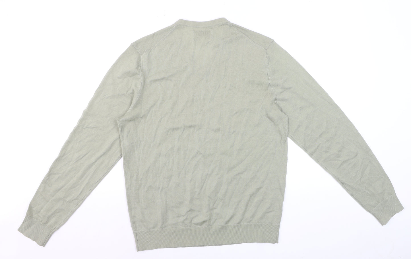 Marks and Spencer Men’s Green Merino Wool V-Neck Jumper M