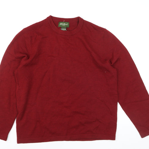 Eddie Bauer Men's Red Merino Wool Crew Neck Pullover Jumper M