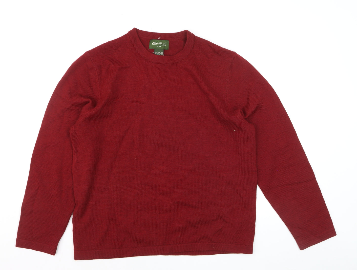 Eddie Bauer Men's Red Merino Wool Crew Neck Pullover Jumper M