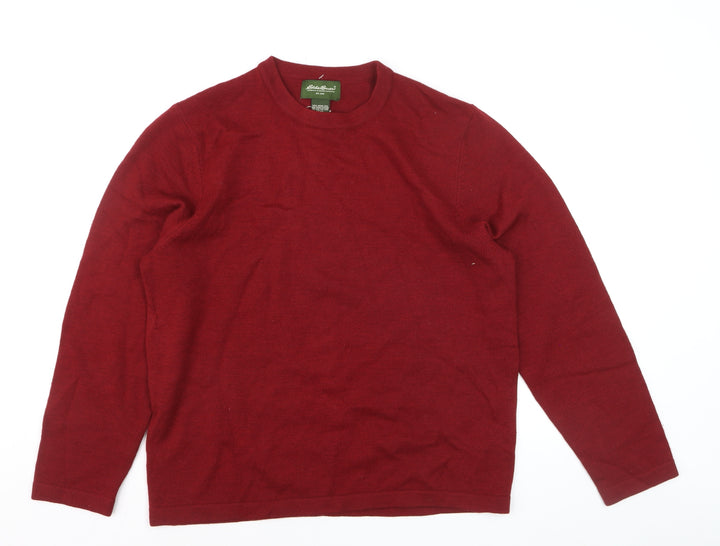 Eddie Bauer Men's Red Merino Wool Crew Neck Pullover Jumper M