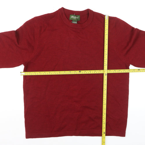 Eddie Bauer Men's Red Merino Wool Crew Neck Pullover Jumper M